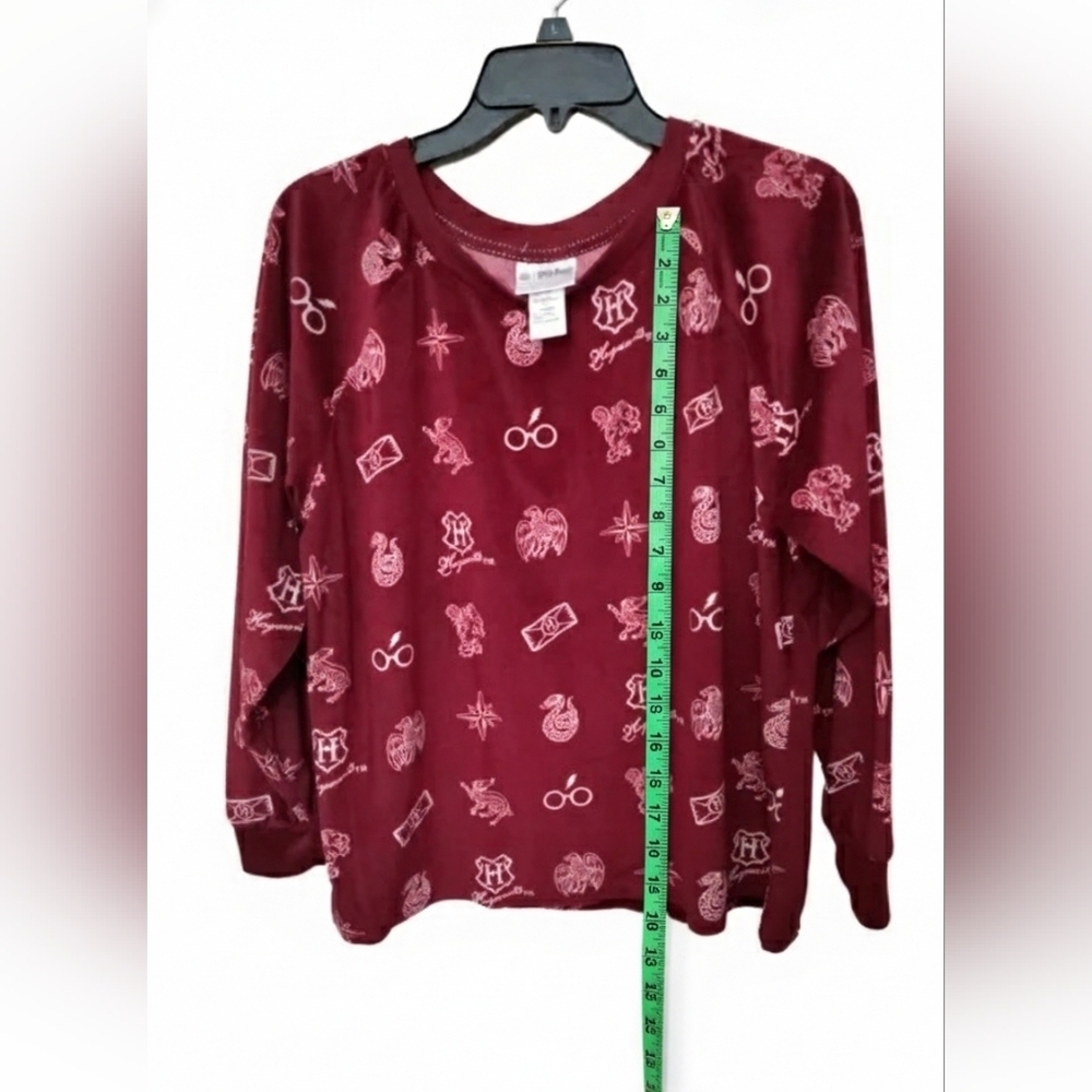 Harry Potter Burgundy Pajama Shirt – Magical Symbols Print, Soft & Cozy (L) - Picture 7 of 9